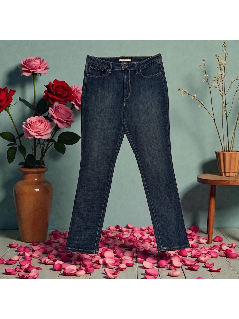 Levis 721 High Rise Skinny Jeans Womens 32 X 30 Distressed Western City Cowgirl